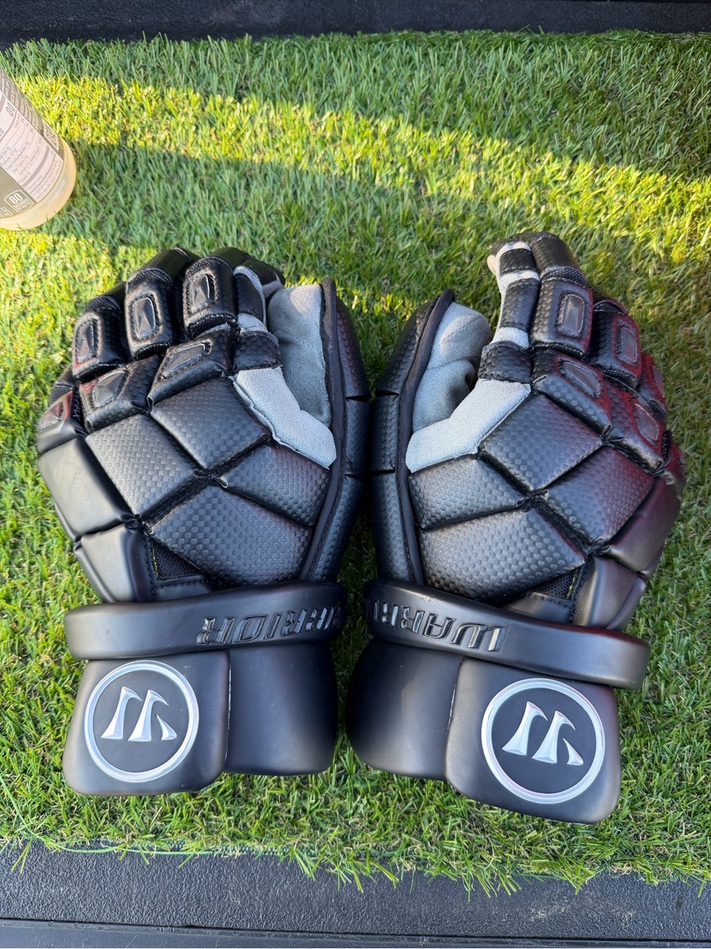 Warrior 14” Black Lacrosse Gloves with Gray Palm Detailing